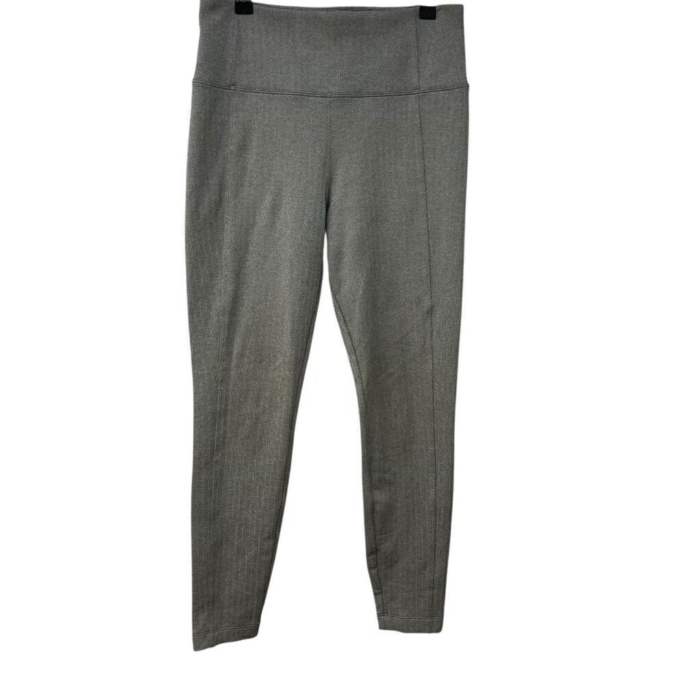Athleta Delancey Herringbone Tight Leggings Black Abalone Grey Fitted Pants S